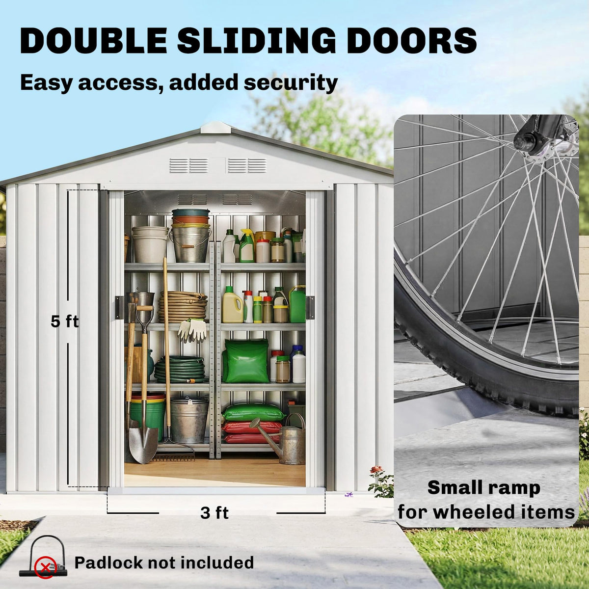 7' x 4' Metal Outdoor Storage Shed P375919