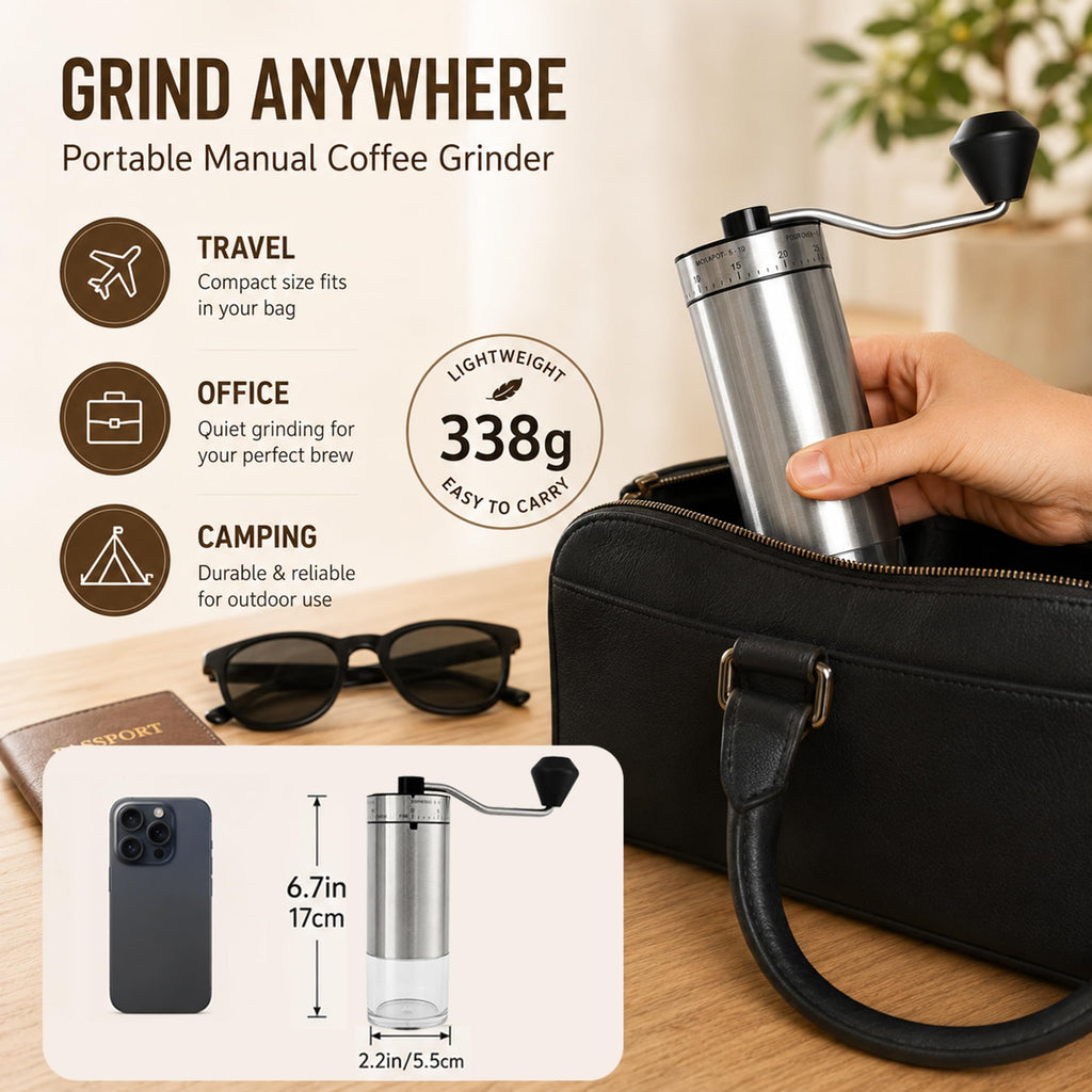 Manual Coffee Grinder with 40 Adjustable Settings, Ceramic Conical Burr, 30g Capacity V51636