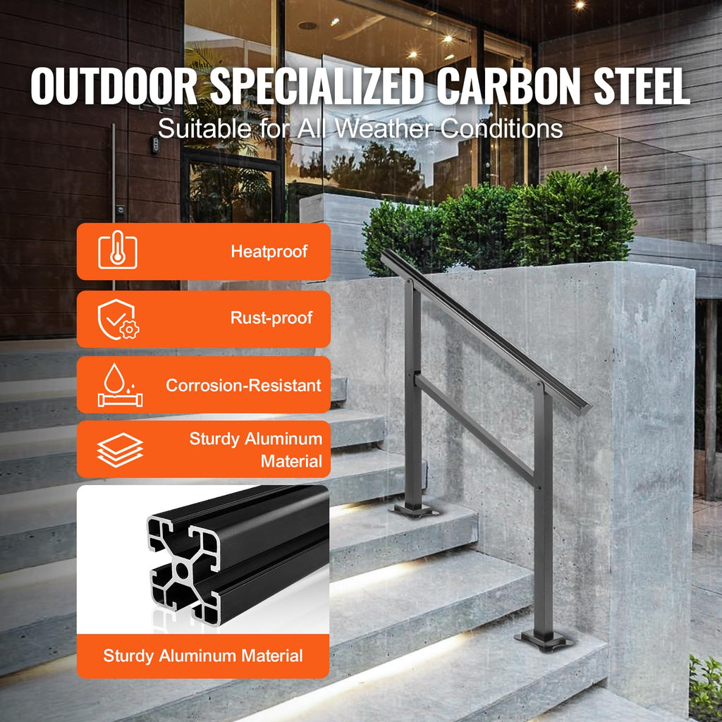 Aluminum Outdoor Stair Handrail 36 x 35 for 2-3 Steps Y59506