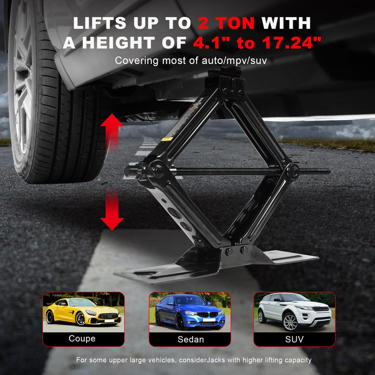 2 Ton Scissor Car Jack with Lug Wrench W81709