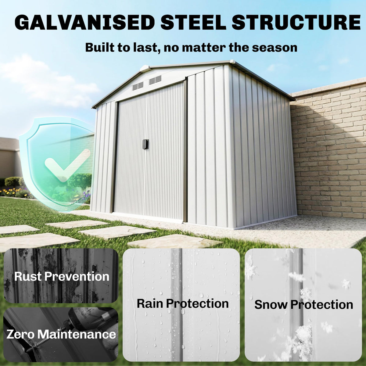 7' x 4' Metal Outdoor Storage Shed P375919