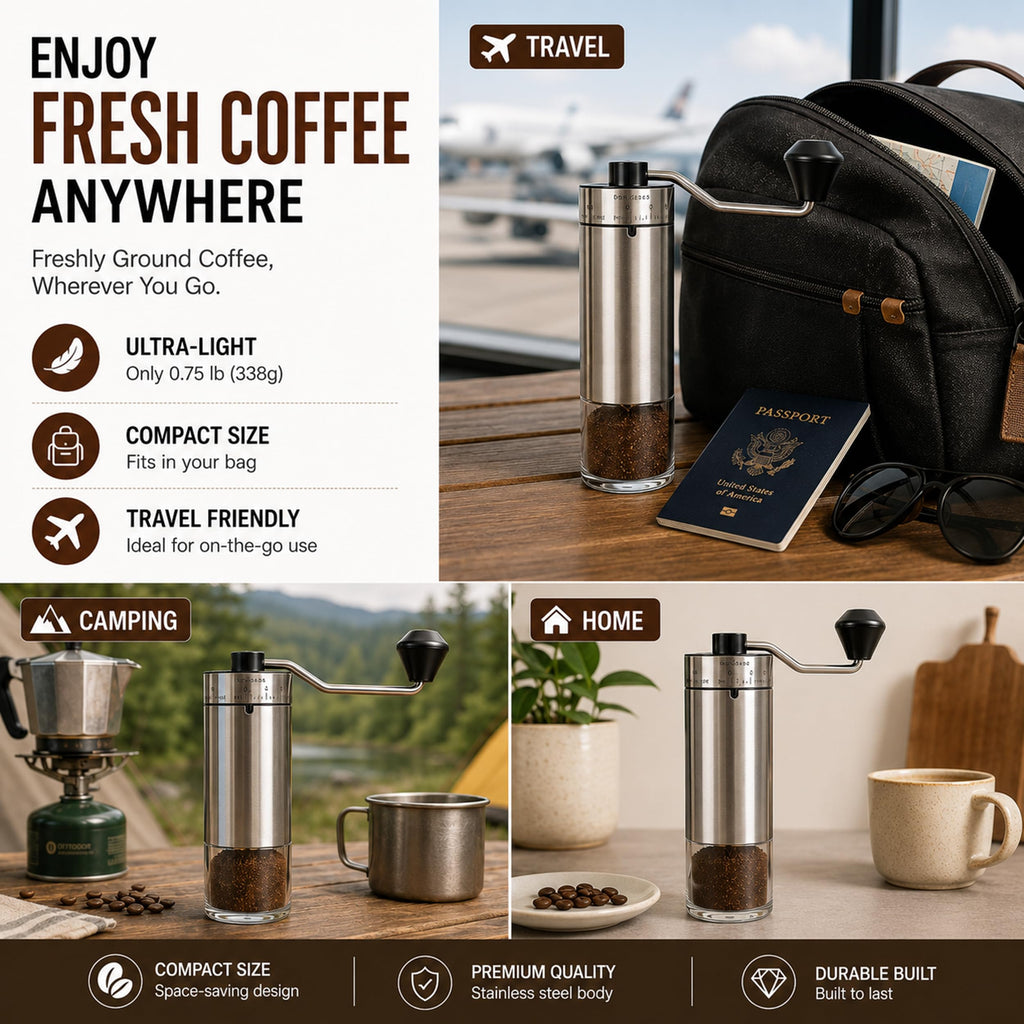 Manual Coffee Grinder with 40 Adjustable Settings, Ceramic Conical Burr, 30g Capacity V51636