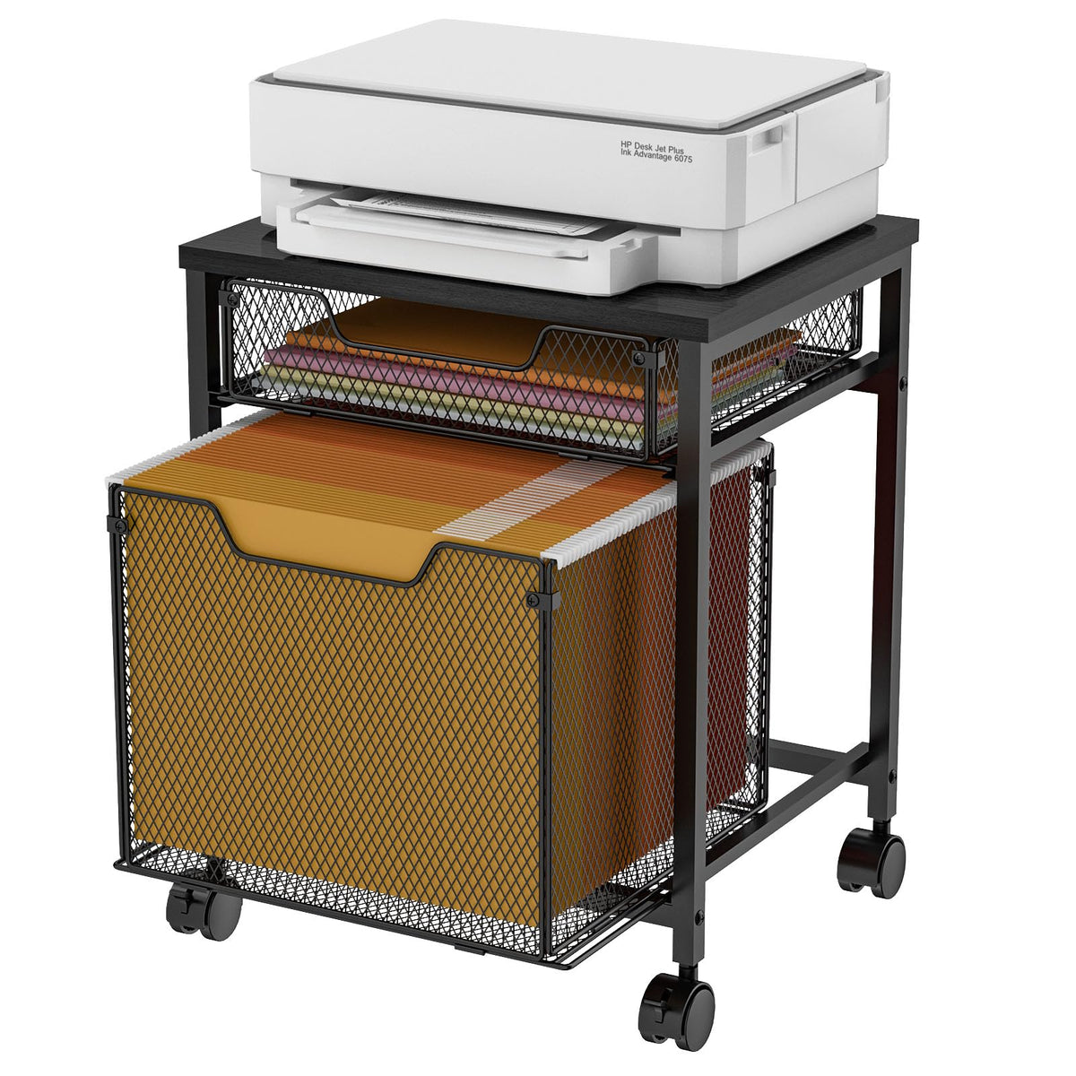 Rolling File Cabinet Cart with Storage Drawer and Lockable Wheels V745206