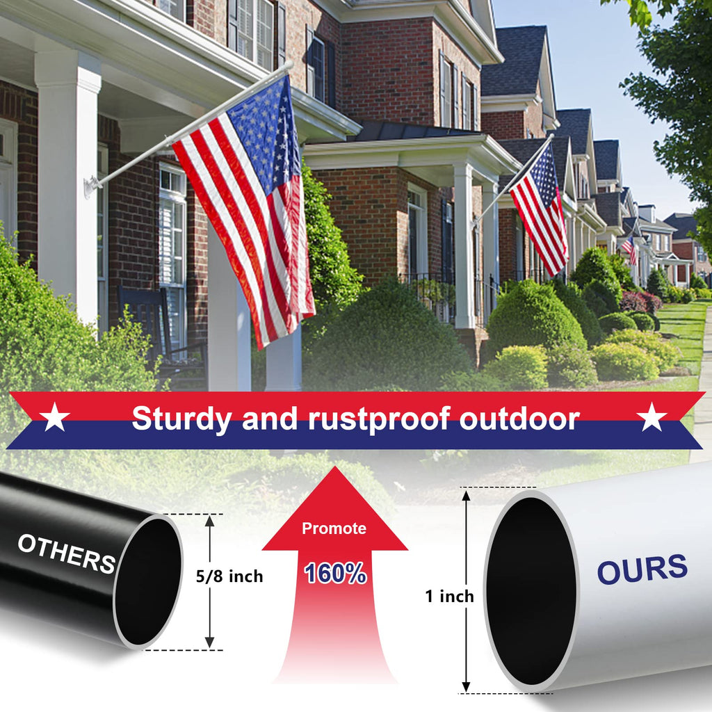 5ft Tangle Free Metal House Flag Pole with 3x5 Embroidered US Flag S54506