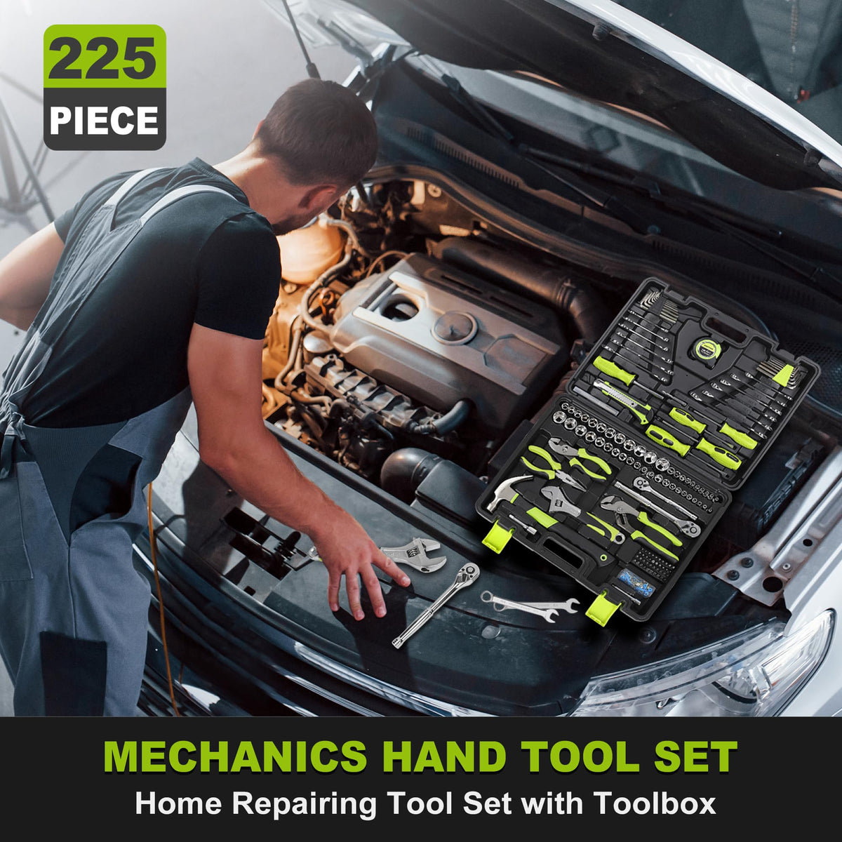 225-Piece Home Repairing Tool Kit with Tool Box W4492