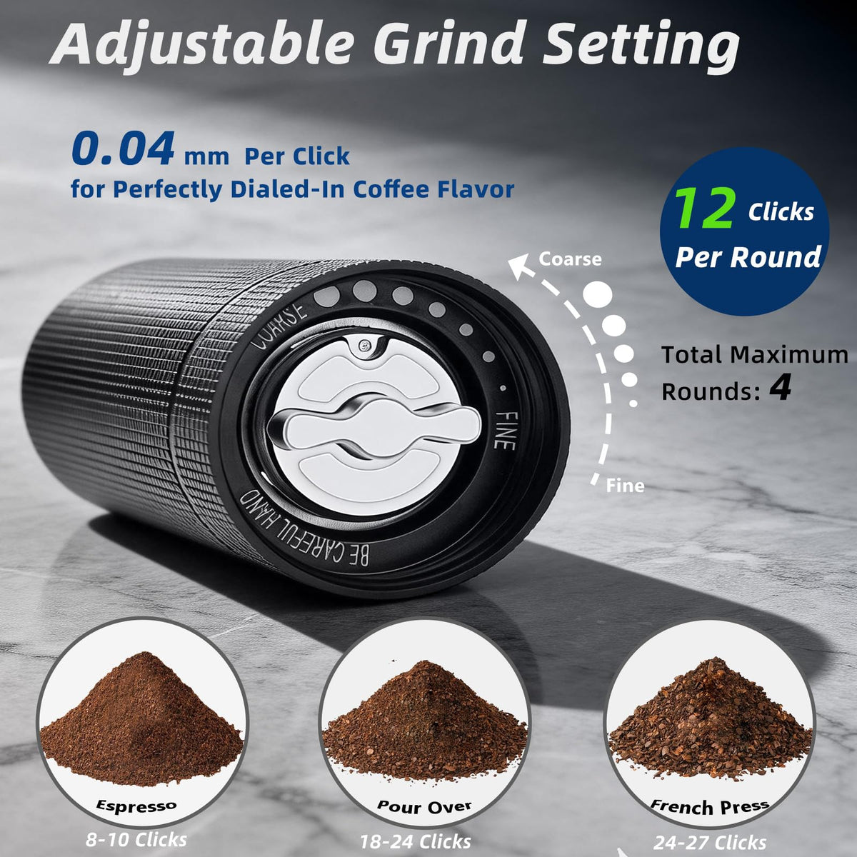 Manual Stainless Steel Conical Burr Coffee Grinder 20g Capacity U16065