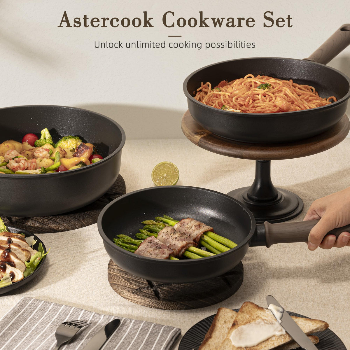 19 Pcs Non Stick Black Titanium Cookware Set A510105