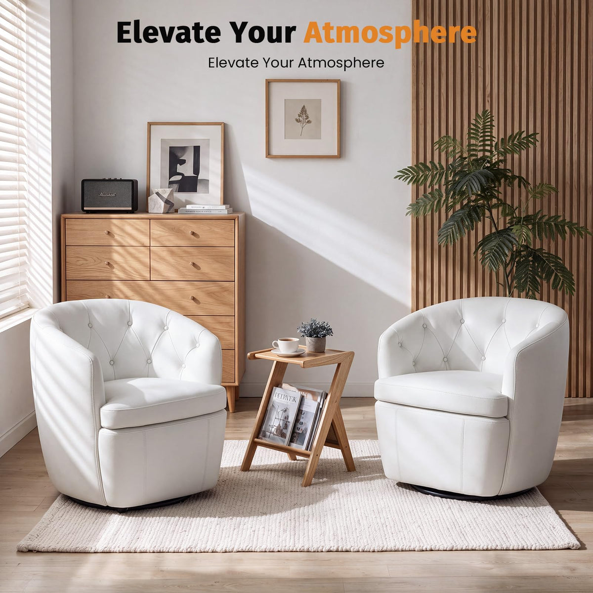 360° Swivel Button-Tufted Barrel Chair W794