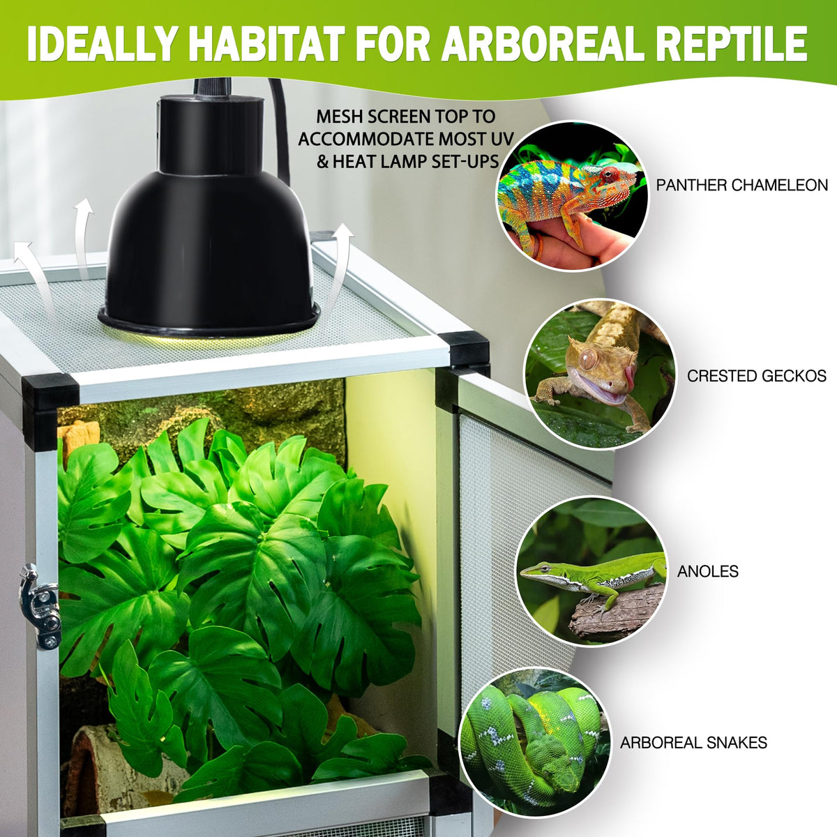 18"x18"x36" Aluminum Frame Reptile Cage with Screen & Acrylic Front Doors I441418