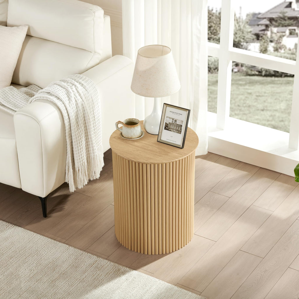 Small Round Wood Side Table Set of 2 O299583