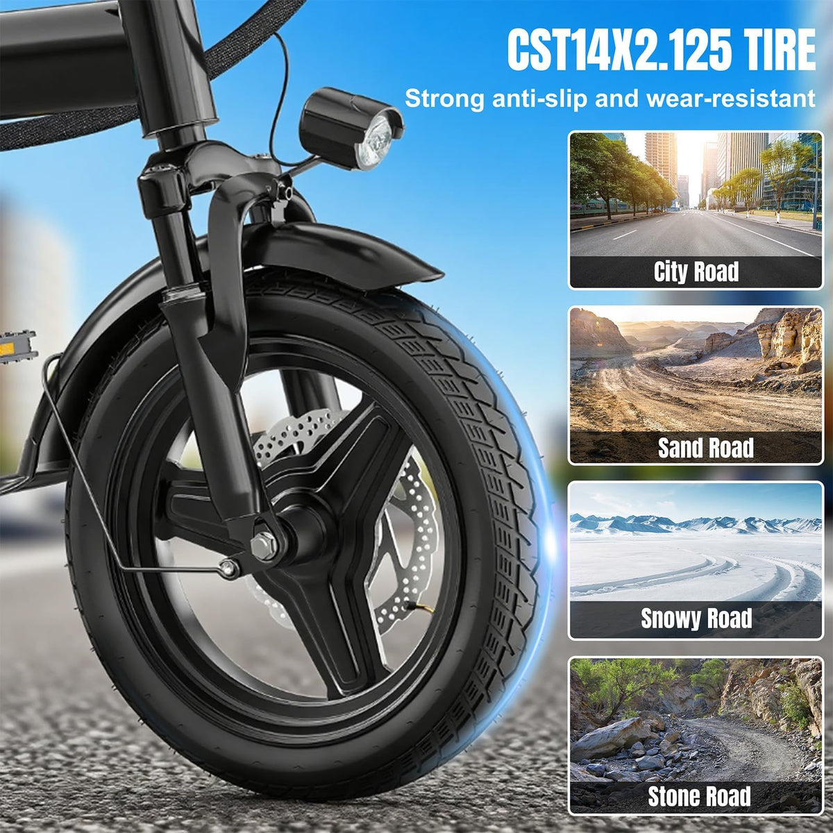 560W 20MPH 32 Miles Range 48V 10Ah 14" Foldable Electric Bike S8221