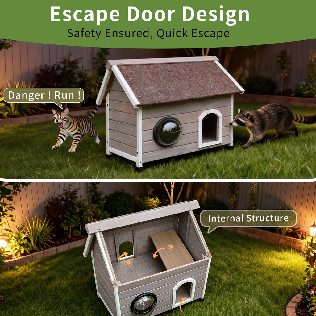 Wooden Elevated Outdoor Cat House Y18162