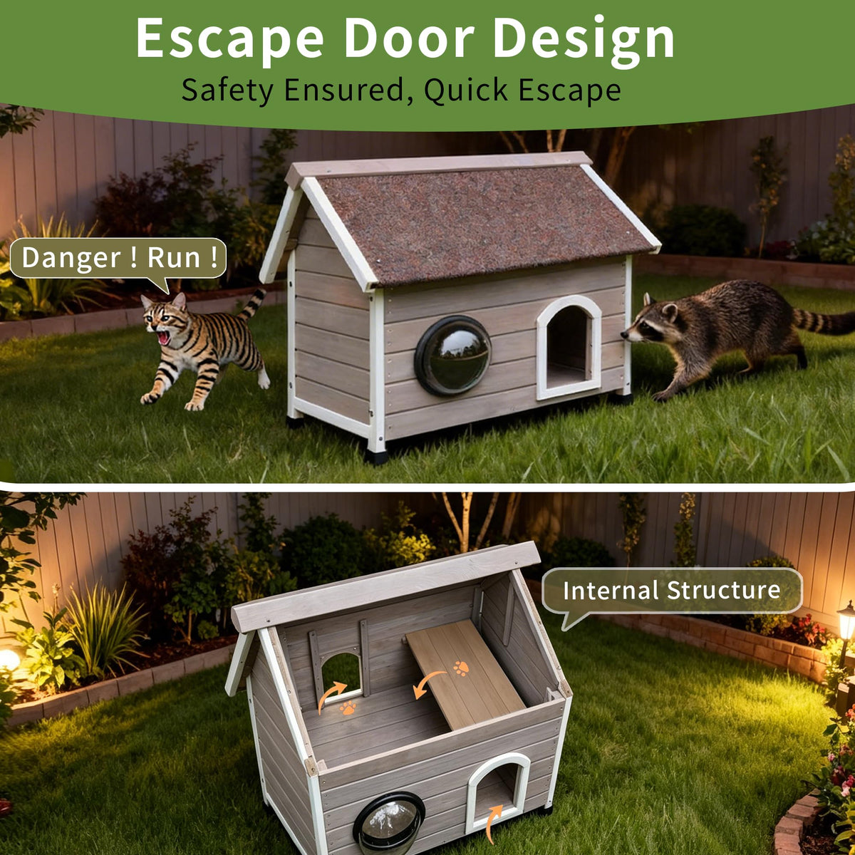 Wooden Elevated Outdoor Cat House Y18162