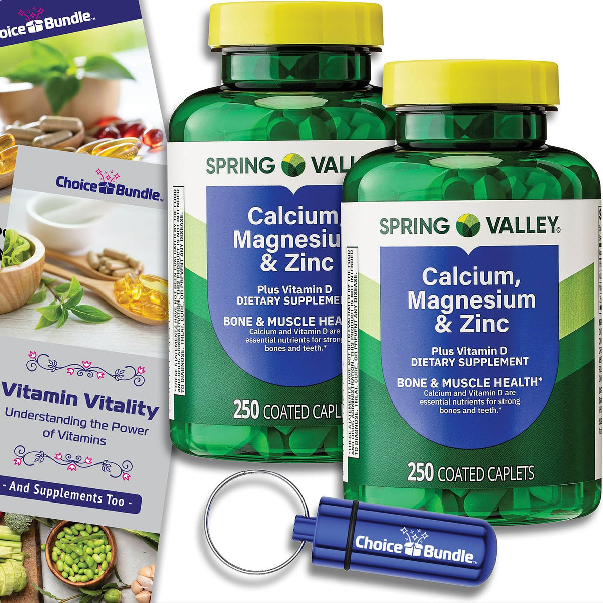 Calcium Magnesium Zinc Plus Vitamin D Caplets 250 Ct 2 pk T6861