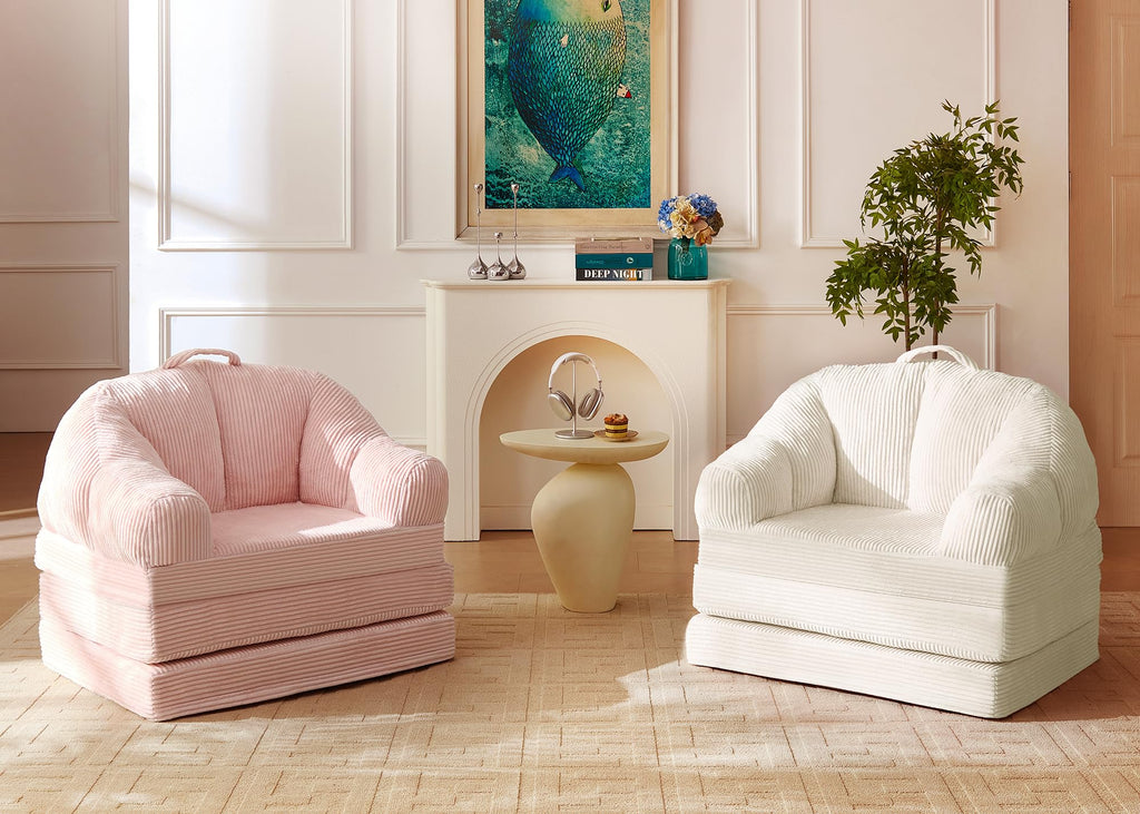 Pink 3-in-1 Convertible Folding Sofa Bed P9829