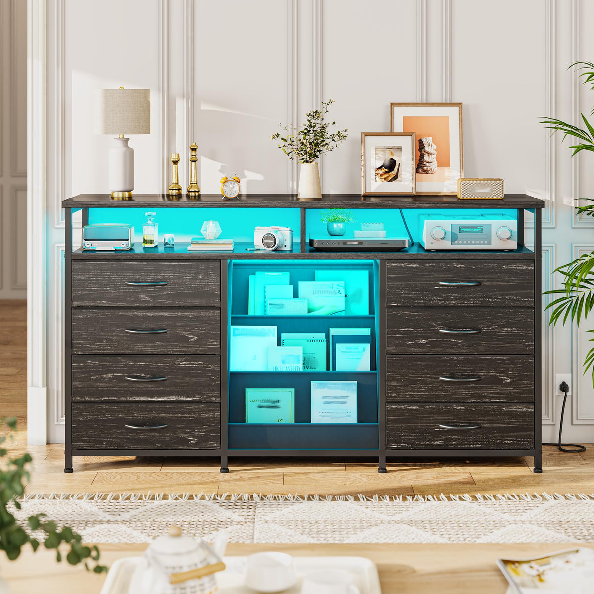 55" W LED Dresser with 8 Drawers & Power Outlet T90646