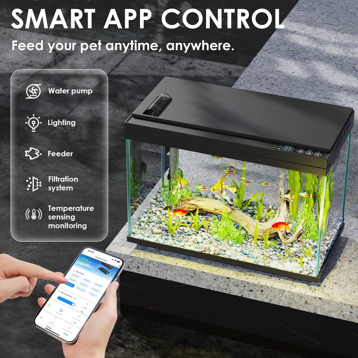 5.8 Gallon App-Controlled Self-Cleaning Fish Tank Z1393