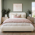 Queen Size Bed Frame with Headboard Beige W393339