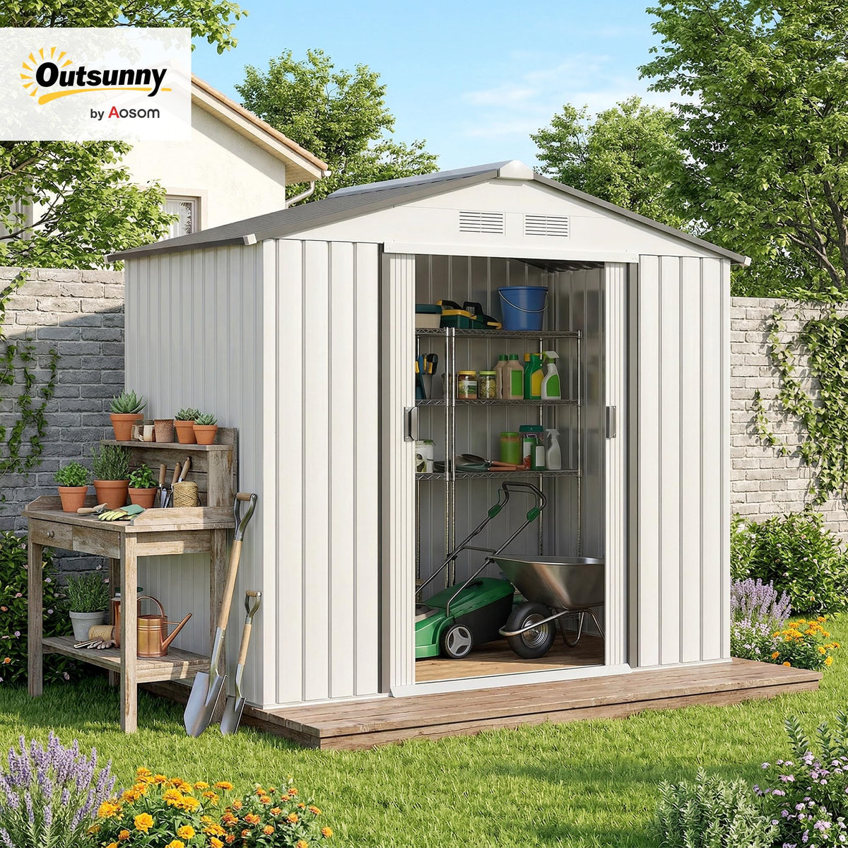7' x 4' Metal Outdoor Storage Shed P375919