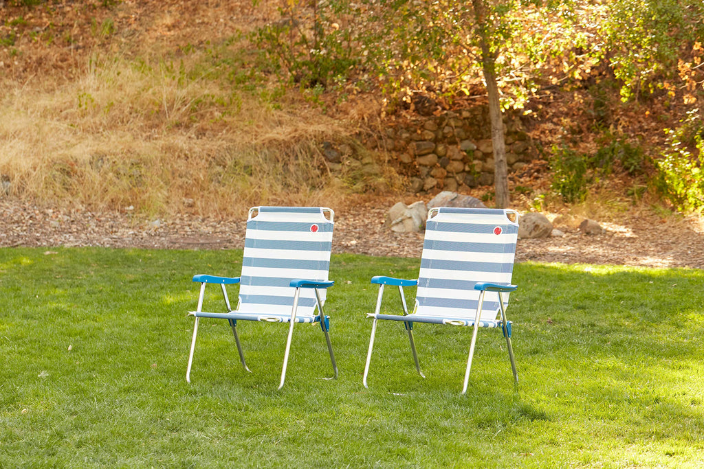Folding Camp Lawn Chair 2 Pack Blue White Q46964