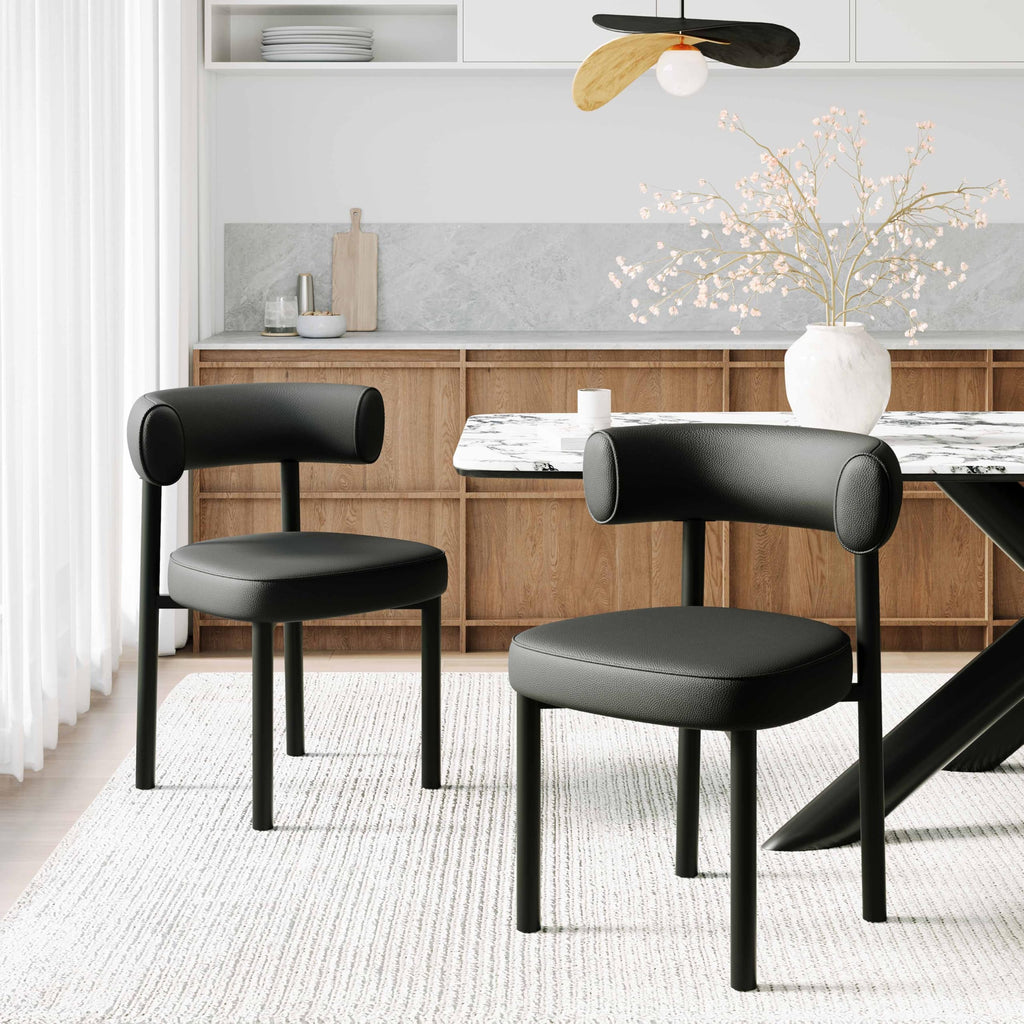 Black Faux Leather Dining Chairs Set of 4 C792640
