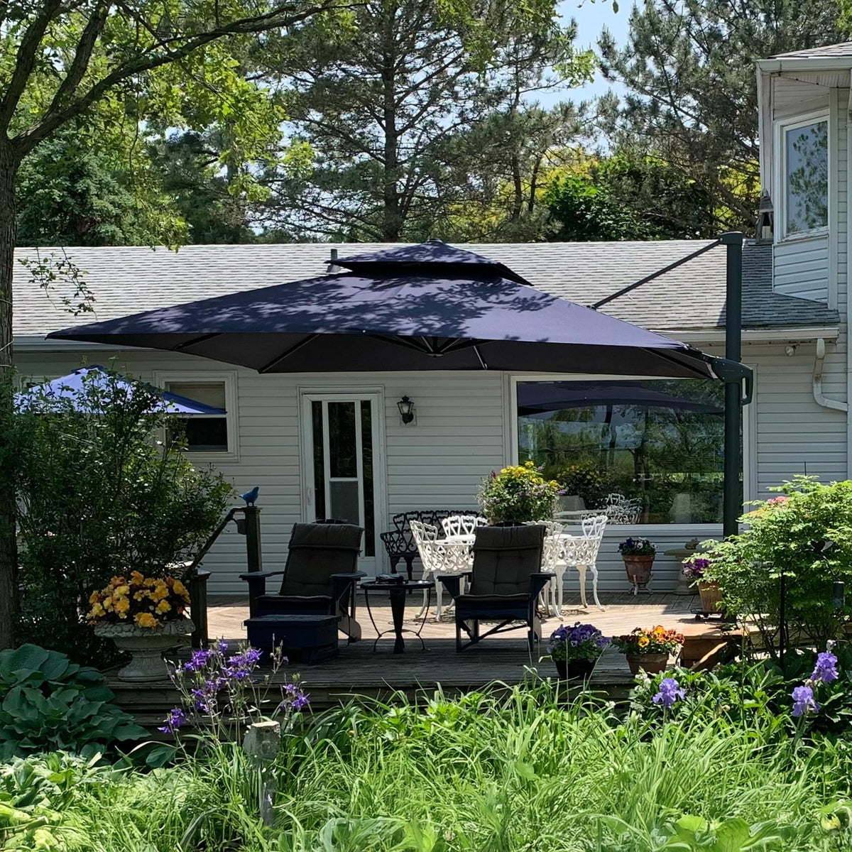 10FT Double Top Navy Blue Cantilever Umbrella K6063