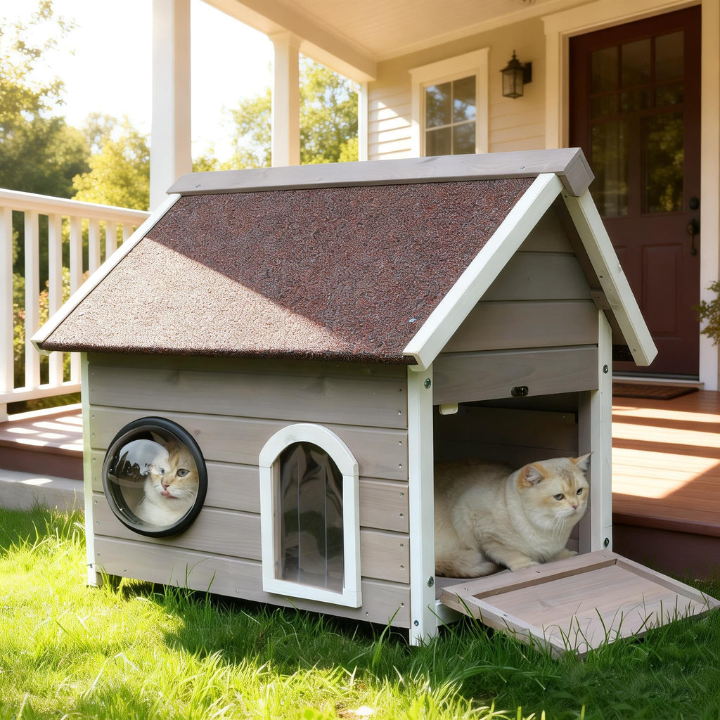 Wooden Elevated Outdoor Cat House Y18162