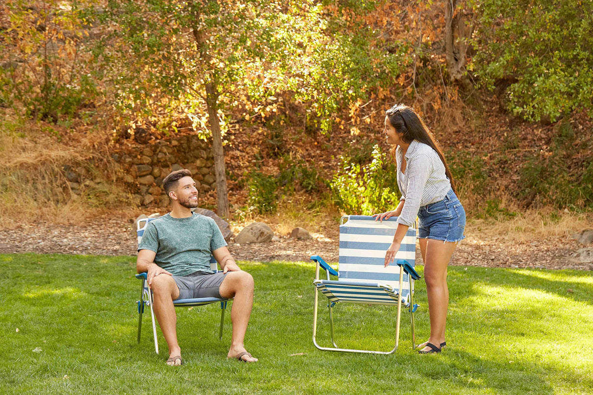 Folding Camp Lawn Chair 2 Pack Blue White Q46964